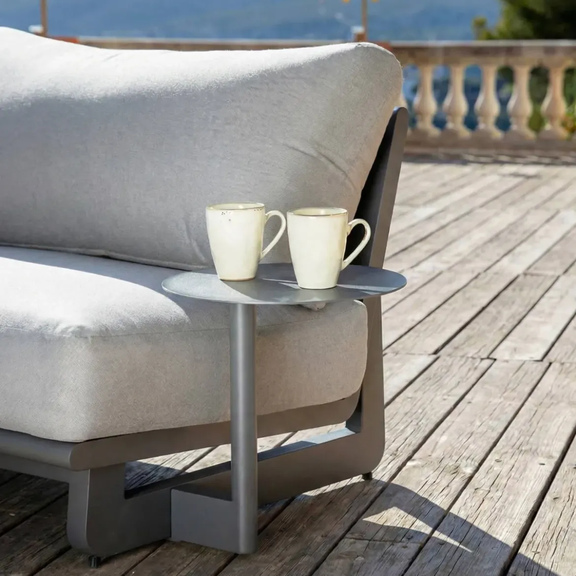 Set angolare da giardino in alluminio 5 posti Long Beach Grigio antracite e grigio chiaro