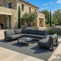 Set angolare da giardino in alluminio 5 posti 5 pezzi Long Beach Grigio antracite