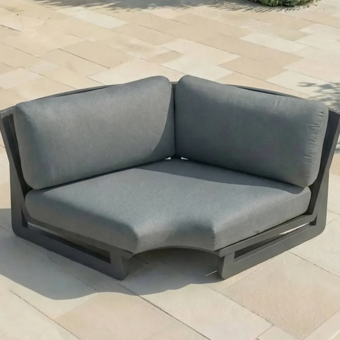 Set angolare da giardino in alluminio 5 posti 5 pezzi Long Beach Grigio antracite