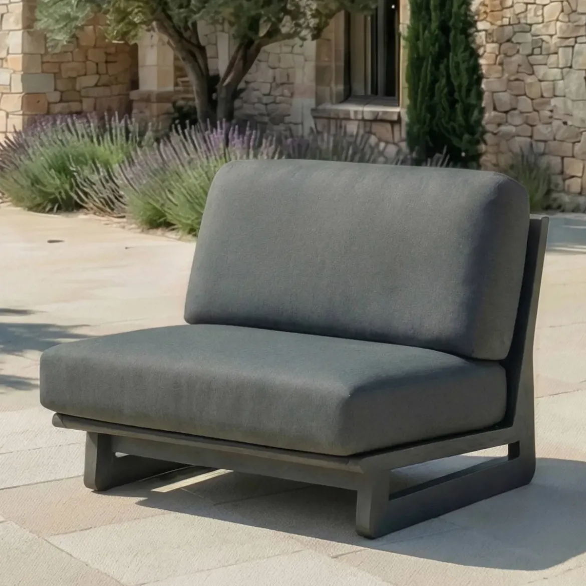 Set angolare da giardino in alluminio 5 posti 5 pezzi Long Beach Grigio antracite