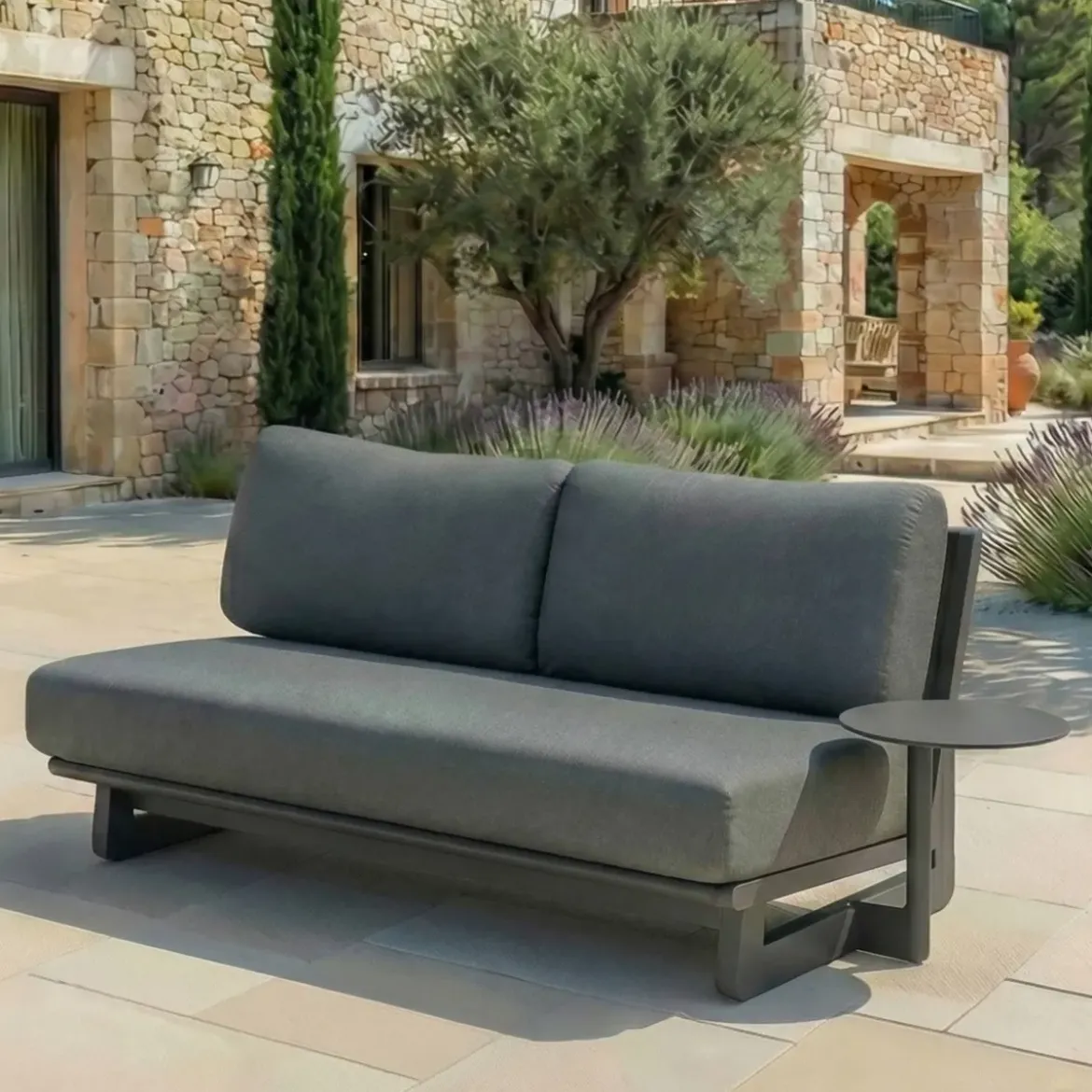 Set angolare da giardino in alluminio 5 posti 5 pezzi Long Beach Grigio antracite