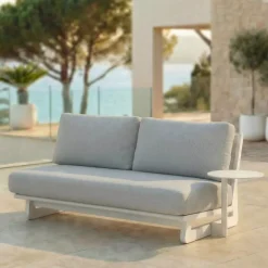 Set angolare da giardino in alluminio 6 posti Long Beach Bianco cenere e grigio chiaro