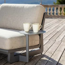 Set angolare da giardino in alluminio 5 posti 5 pezzi Long Beach Grigio antracite e tortora