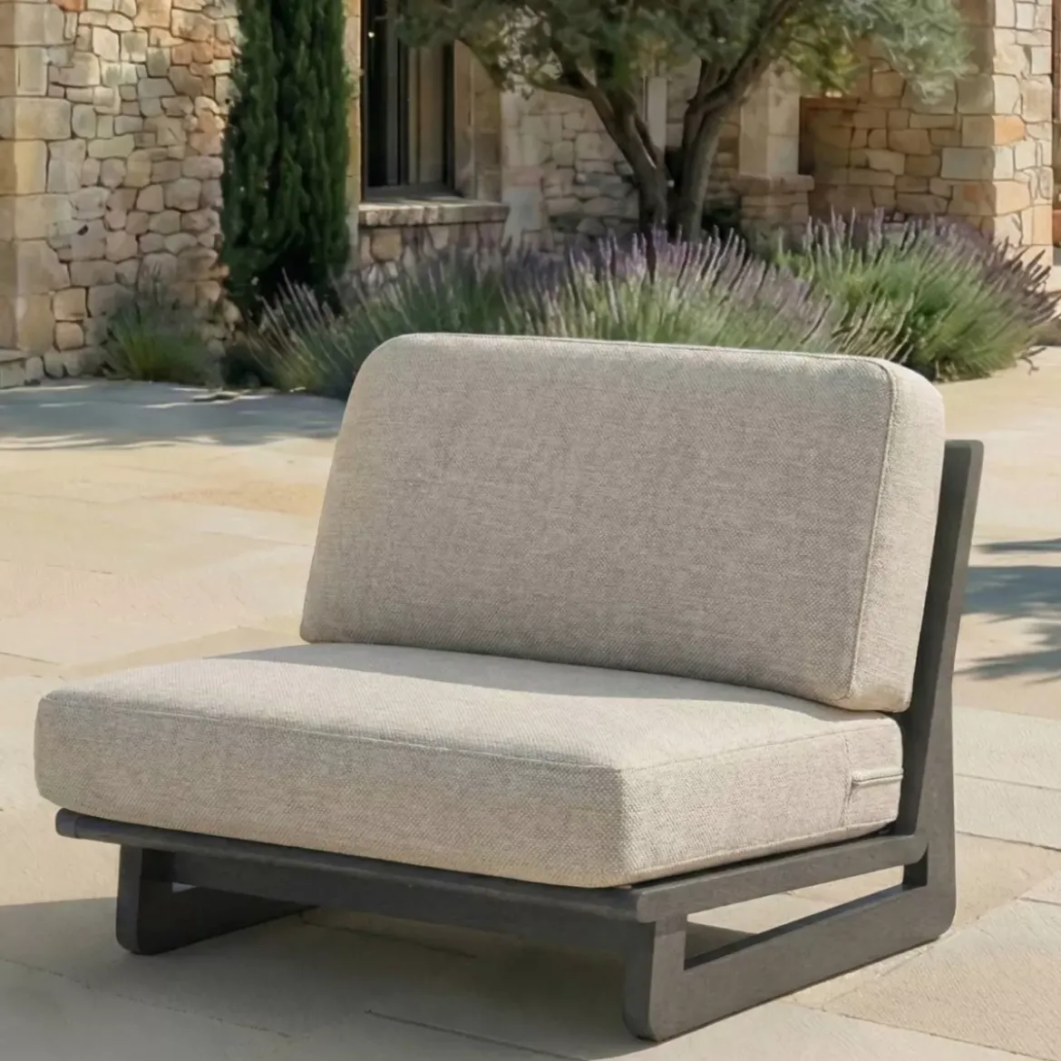 Set angolare da giardino in alluminio 7 posti 7 pezzi Long Beach Grigio antracite e tortora