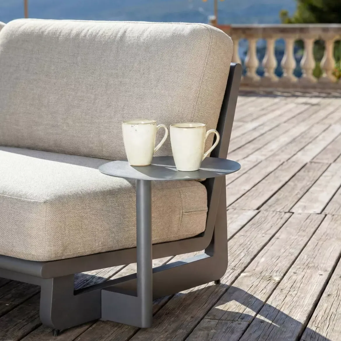 Set angolare da giardino in alluminio 6 posti 6 pezzi Long Beach Grigio antracite e tortora