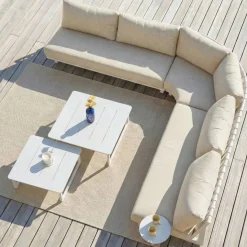 Set angolare da giardino in alluminio 5 posti Long Beach Bianco cenere e beige