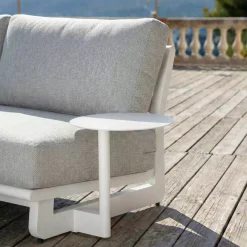 Set angolare da giardino in alluminio 5 posti 5 pezzi Long Beach Bianco cenere e grigio chiaro