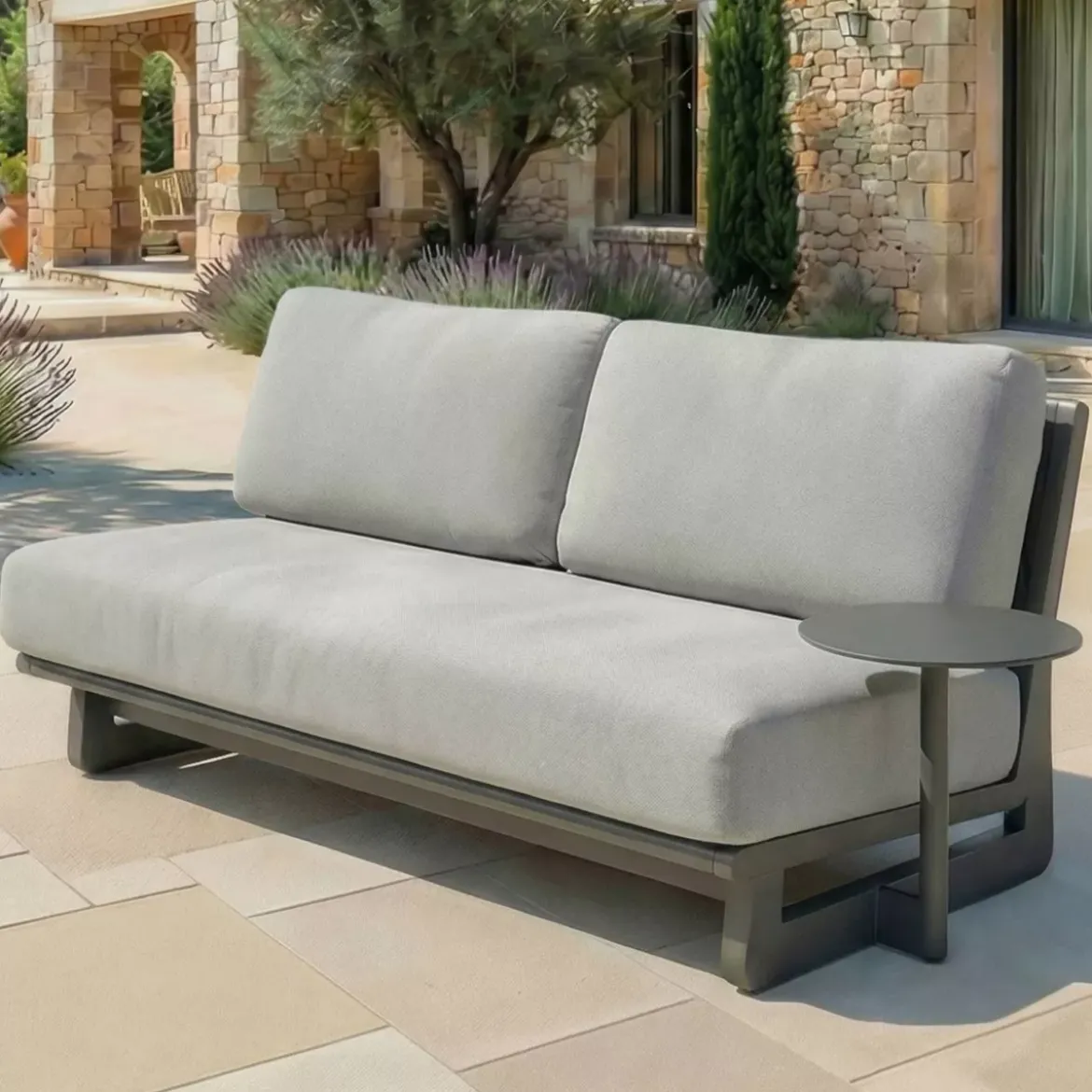 Set angolare da giardino in alluminio 6 posti Long Beach Grigio antracite e grigio chiaro