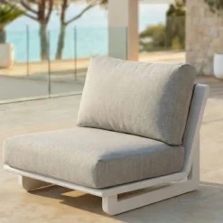 Set angolare in alluminio per giardino 5 posti 5 pezzi Long Beach Bianco cenere e tortora