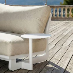 Set angolare in alluminio per giardino 5 posti 5 pezzi Long Beach Bianco cenere e tortora
