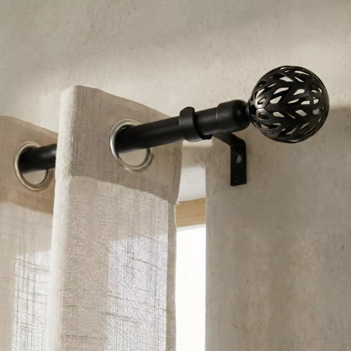 Set bastone tenda allungabile (L210 - L380 cm / D19 mm) Vintage Nero opaco