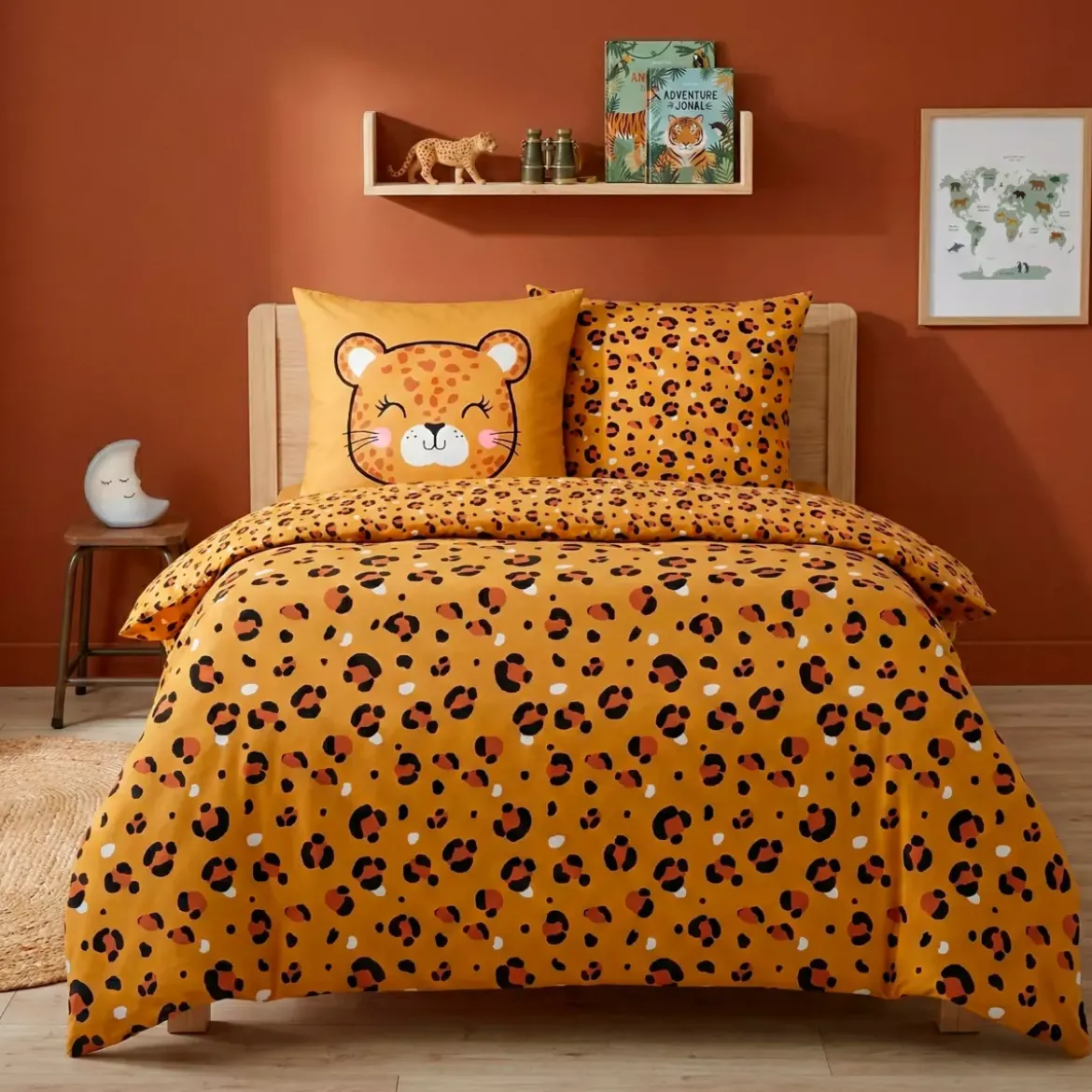 Set copripiumino e due federe per bambini in cotone (240 x 220 cm) Lola Caramel
