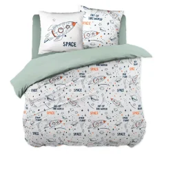 Set copripiumino e due federe bambino in cotone (240 x 220 cm) Galassia Bianca