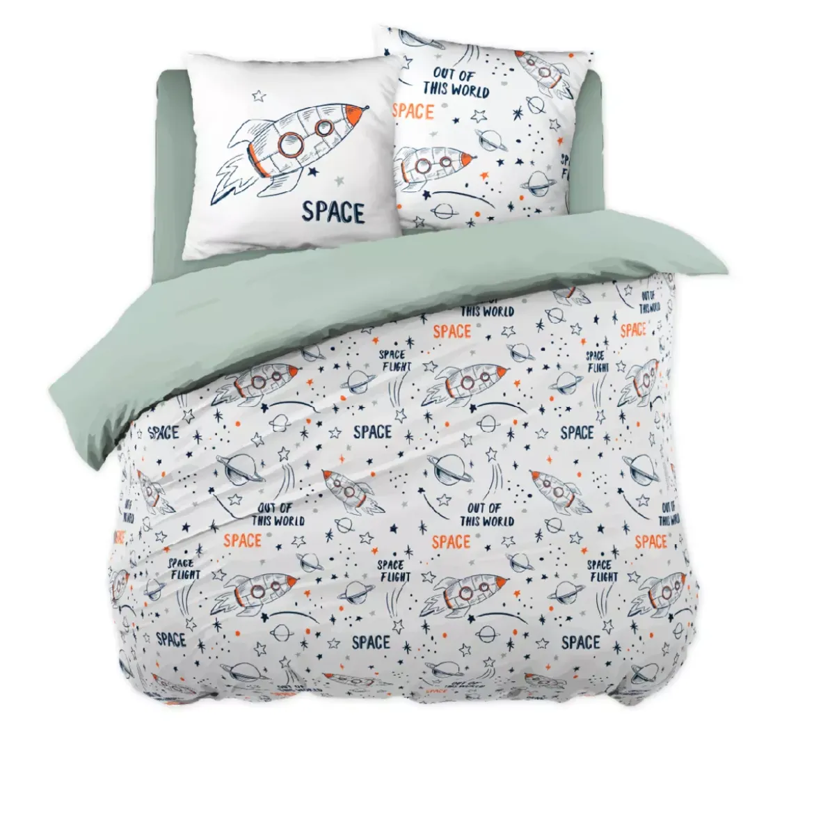Set copripiumino e due federe bambino in cotone (240 x 220 cm) Galassia Bianca