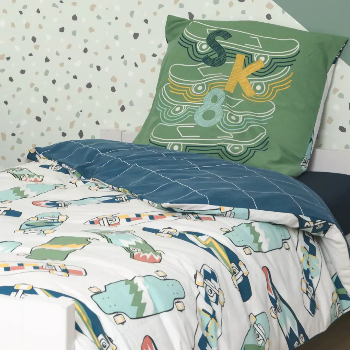 Set copripiumino e federa bambino in cotone (140 x 200 cm) California Blu