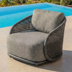 Set da giardino effetto rattan e alluminio 5 posti 5 pezzi Riviera Grigio antracite