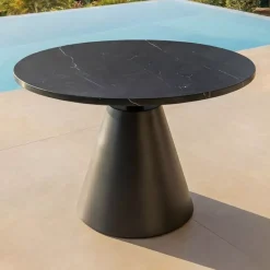Set da giardino effetto rattan e alluminio 5 posti 5 pezzi Riviera Grigio antracite