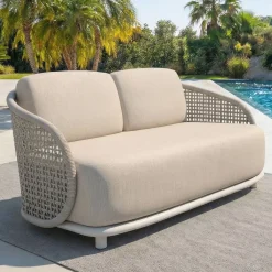 Set da giardino effetto rattan e alluminio 7 posti 6 pezzi Riviera Beige