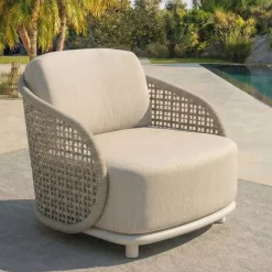 Set da giardino effetto rattan e alluminio 5 posti 5 pezzi Riviera Beige