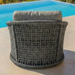 Set da giardino effetto rattan e alluminio 8 posti 6 pezzi Riviera Grigio antracite