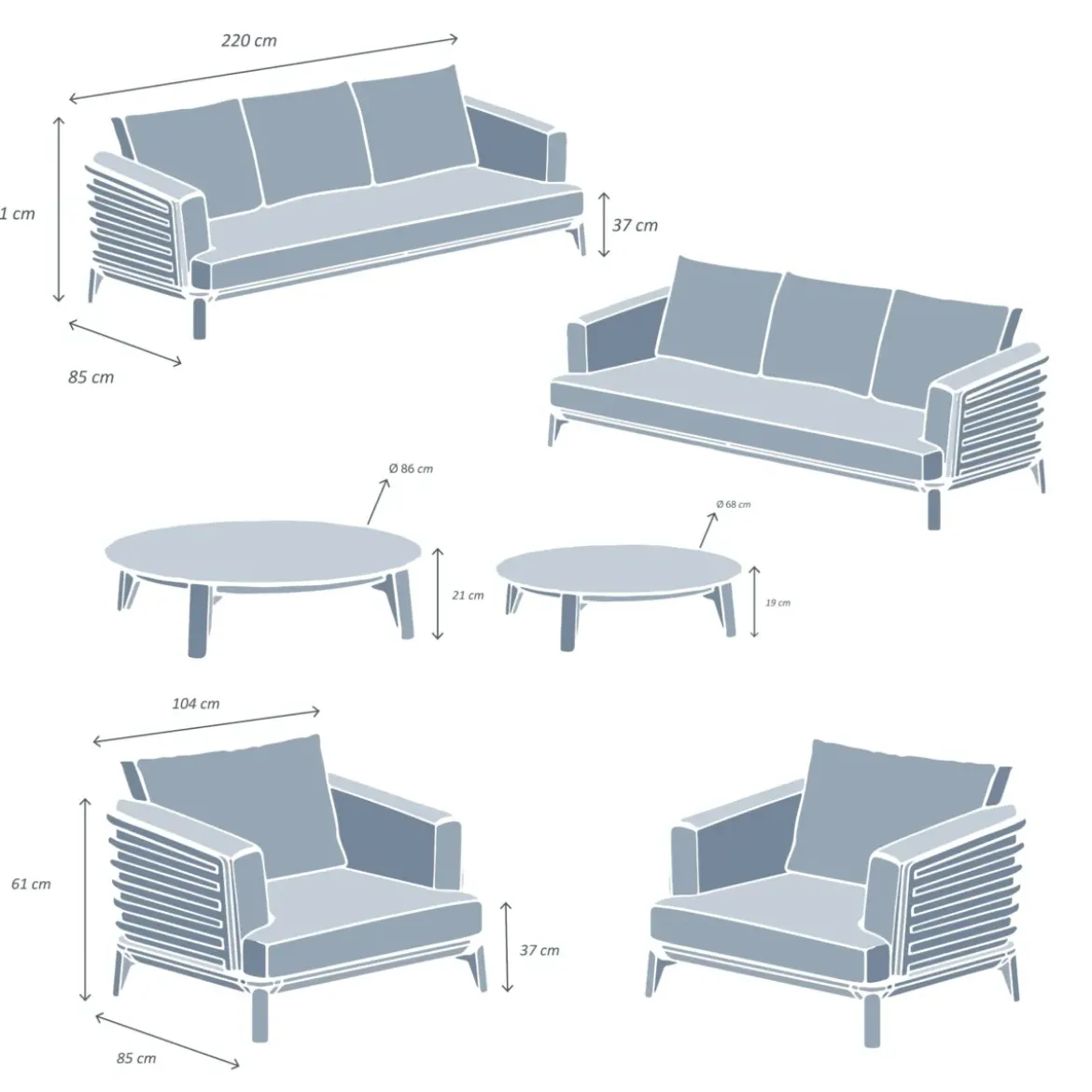 Set da giardino in alluminio 8 posti 6 pezzi Monte Carlo Bianco e verde rosmarino