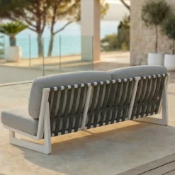 Set da giardino in alluminio 5 posti 5 pezzi Long Beach Bianco cenere e tortora