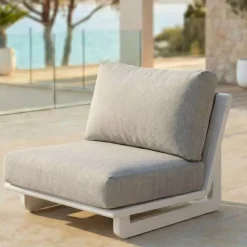 Set da giardino in alluminio 2 posti 3 pezzi Long Beach Bianco cenere e beige