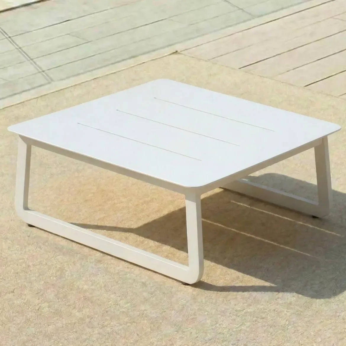Set da giardino in alluminio 2 posti 3 pezzi Long Beach Bianco cenere e beige