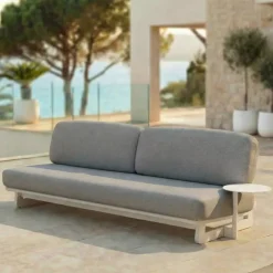 Set da giardino in alluminio 8 posti 6 pezzi Long Beach Bianco cenere e tortora