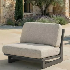 Set da giardino in alluminio 2 posti 3 pezzi Long Beach Grigio antracite e tortora
