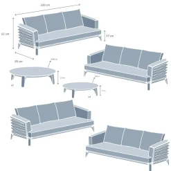 Set da giardino in alluminio 12 posti 8 pezzi Monte Carlo Bianco e terracotta