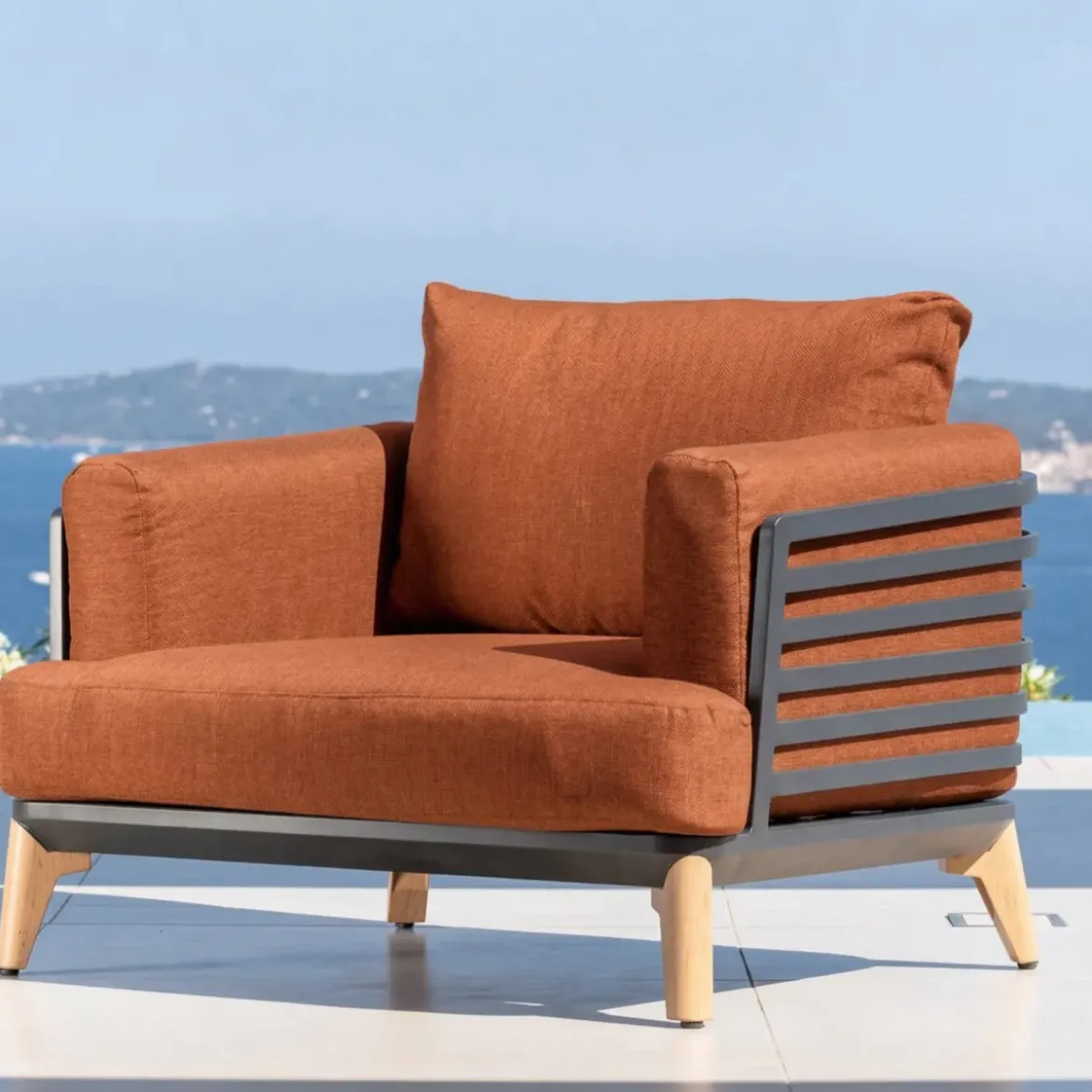 Set da giardino in alluminio 5 posti 5 pezzi Monte Carlo Grigio antracite e terracotta