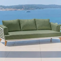 Set da giardino in alluminio 9 posti 12 pezzi Monte Carlo Bianco e verde rosmarino