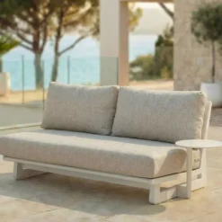 Set da giardino in alluminio 7 posti 6 pezzi Long Beach Bianco cenere e tortora