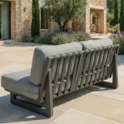 Set da giardino in alluminio 7 posti 6 pezzi Long Beach Grigio antracite e tortora