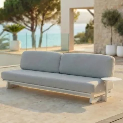 Set da giardino in alluminio 8 posti 6 pezzi Long Beach Bianco cenere e grigio chiaro
