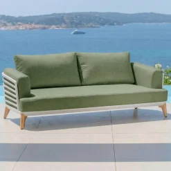 Set da giardino in alluminio 5 posti 4 pezzi Monte Carlo Bianco e verde rosmarino