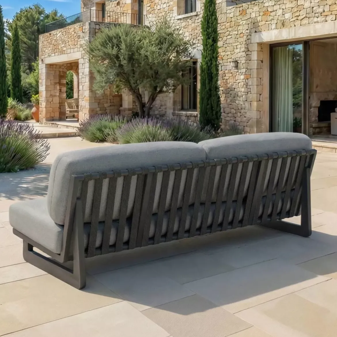 Set da giardino in alluminio 5 posti 5 pezzi Long Beach Grigio antracite e grigio chiaro