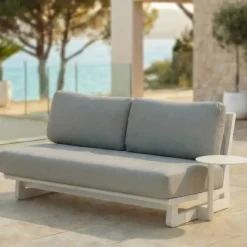 Set da giardino in alluminio 4 posti 4 pezzi Long Beach Bianco cenere e tortora