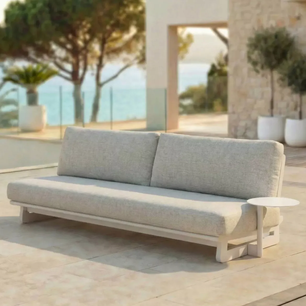 Set da giardino in alluminio 5 posti 5 pezzi Long Beach Bianco cenere e beige