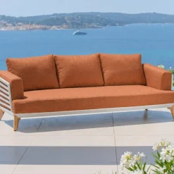 Set da giardino in alluminio 8 posti 6 pezzi Monte Carlo Bianco e terracotta