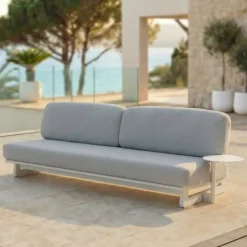 Set da giardino in alluminio 7 posti 6 pezzi Long Beach Bianco cenere e grigio chiaro