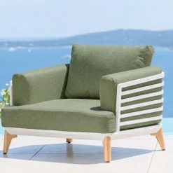 Set da giardino in alluminio 2 posti 3 pezzi Monte Carlo Bianco e verde rosmarino