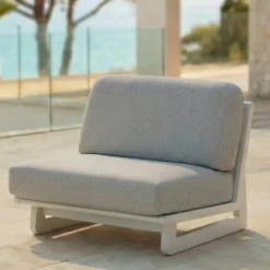 Set da giardino in alluminio 4 posti 4 pezzi Long Beach Bianco cenere e grigio chiaro