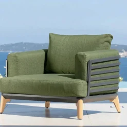 Set da giardino in alluminio 5 posti 5 pezzi Monte Carlo Grigio antracite e verde rosmarino