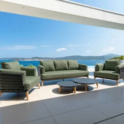 Set da giardino in alluminio 5 posti 5 pezzi Monte Carlo Grigio antracite e verde rosmarino