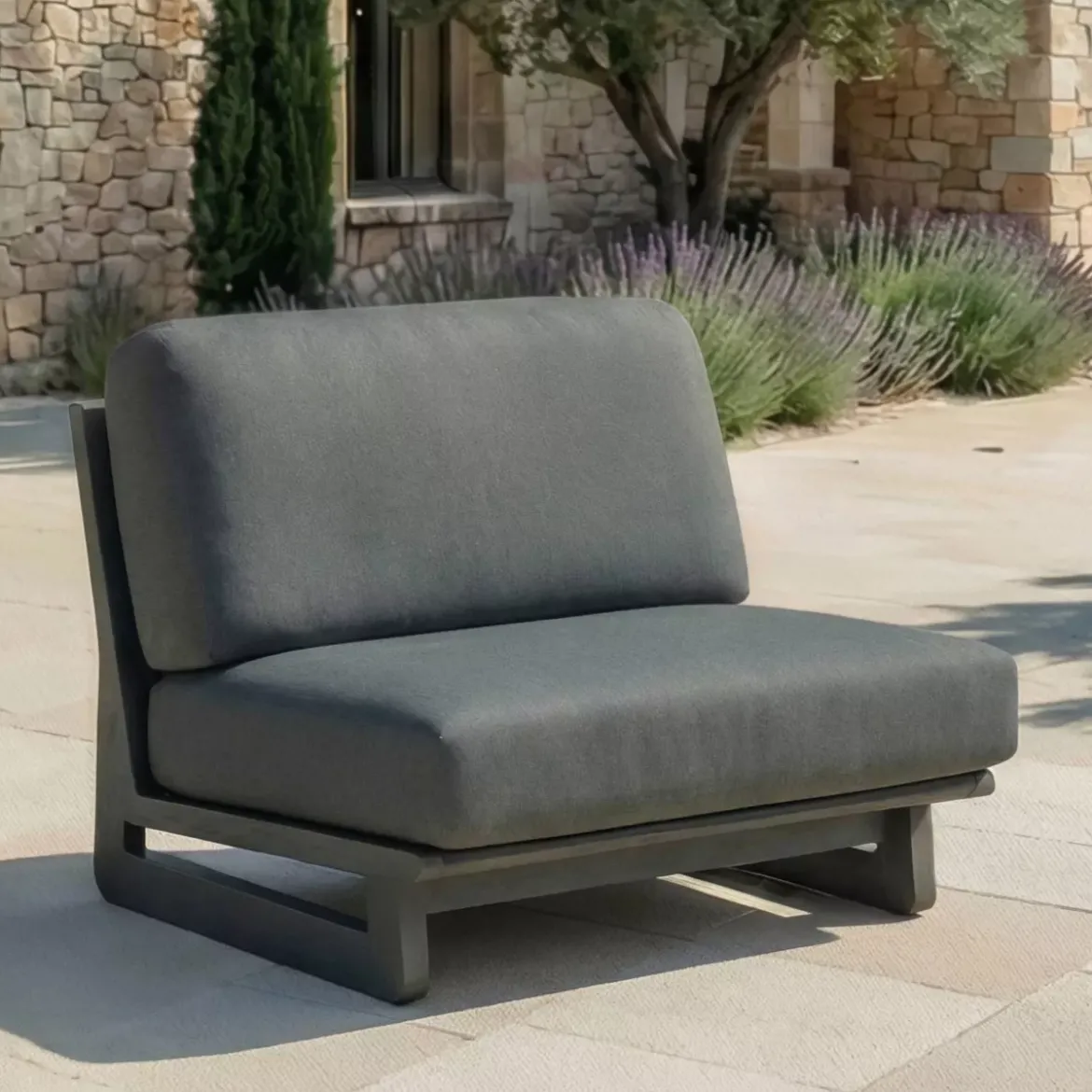Set da giardino in alluminio 5 posti 5 pezzi Long Beach Grigio antracite