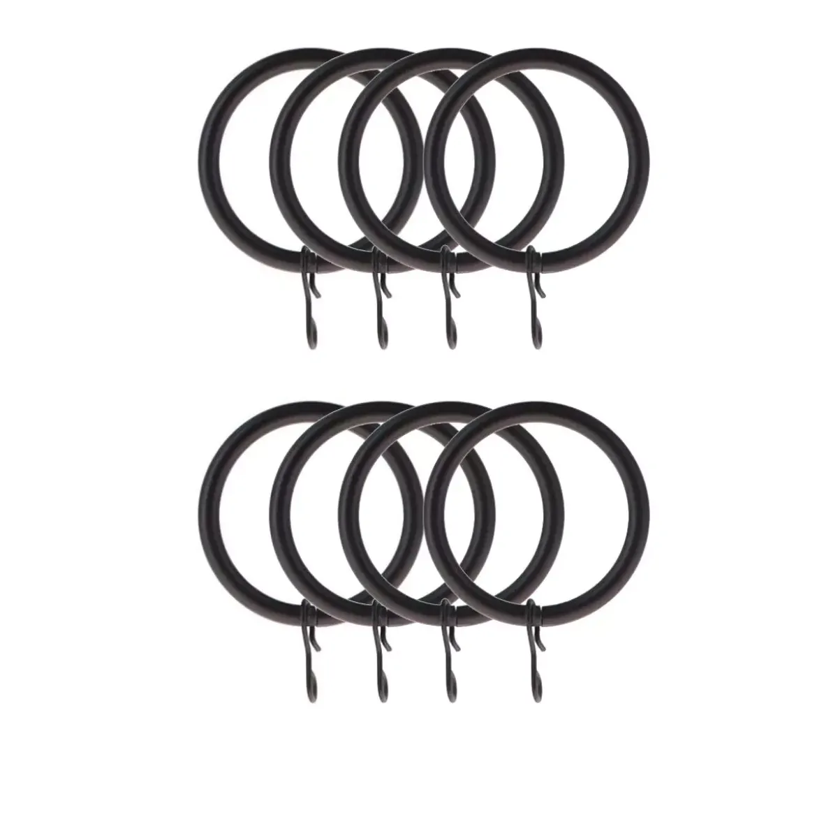 Set di 8 anelli per bastone per tenda (D28 mm) Lino Nero opaco