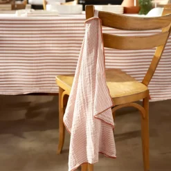 Set di 2 asciugamani in garza di cotone (50 x 70 cm) Gaïa a righe Albicocca