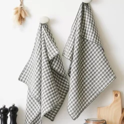 Set di 2 asciugamani in garza di cotone (50 x 70 cm) Gaïa vichy Verde rosmarino